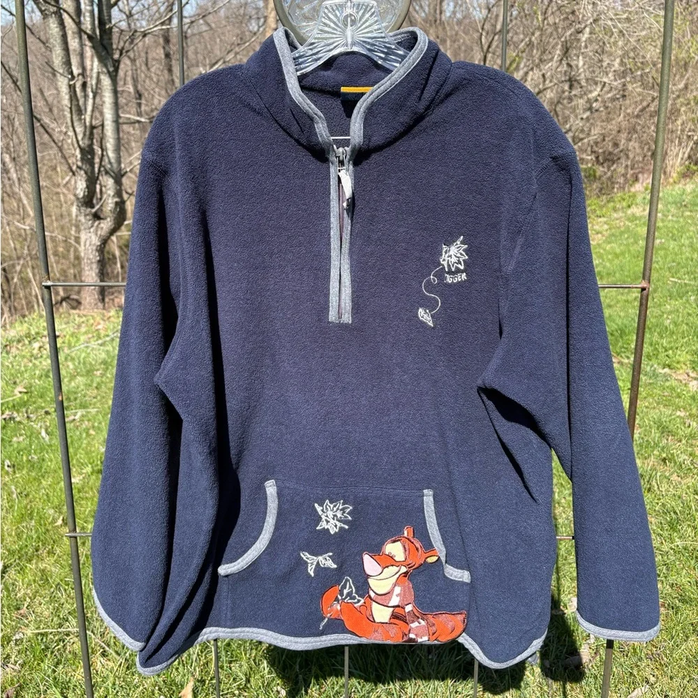 Vintage Pooh Tigger 1/4 Zip Fleece Sweatshirt 1X Disney Embroidered Pullover - Picture 3 of 14